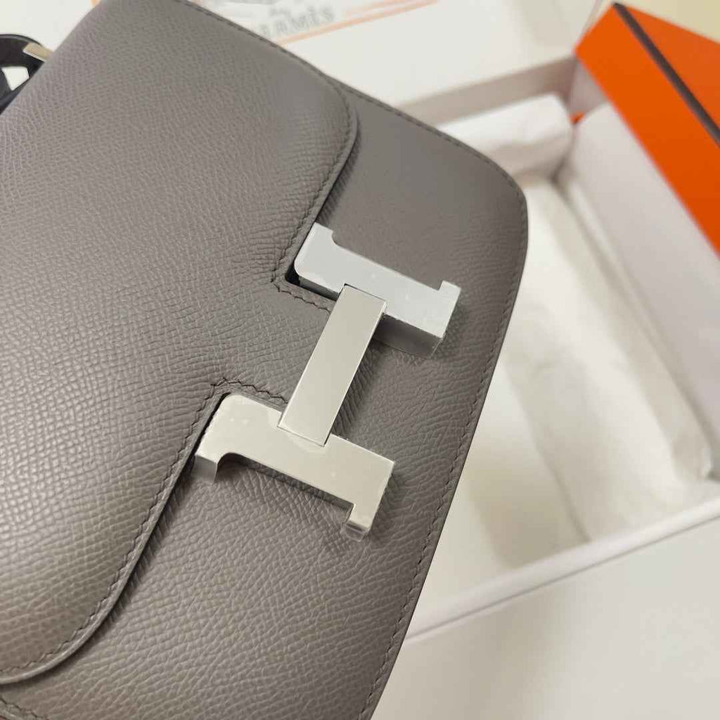 Hermes Constance Bag Epsom Dark Gray Leather Silver H2549