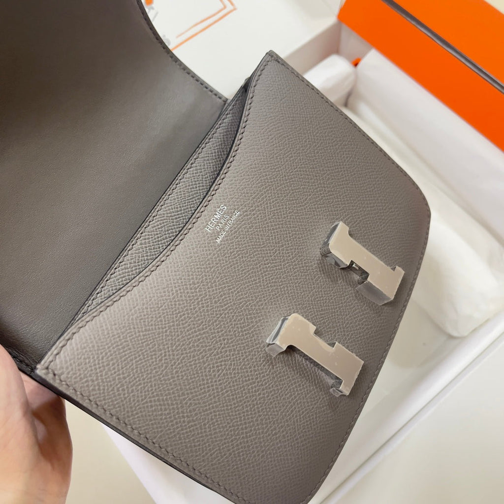 Hermes Constance Bag Epsom Dark Gray Leather Silver H2549