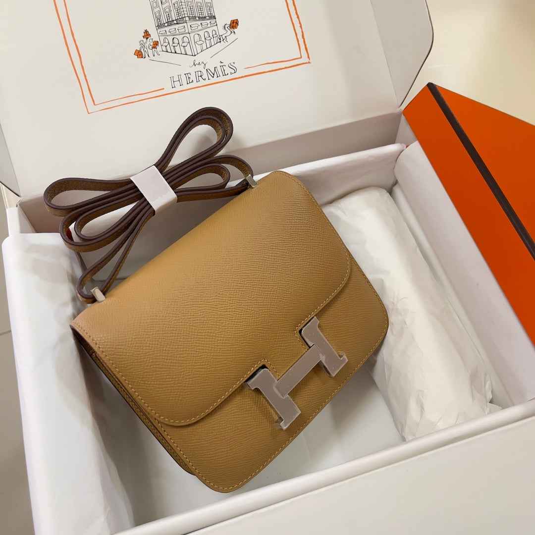 Hermes Constance Bag Epsom Tan Leather Silver H2553