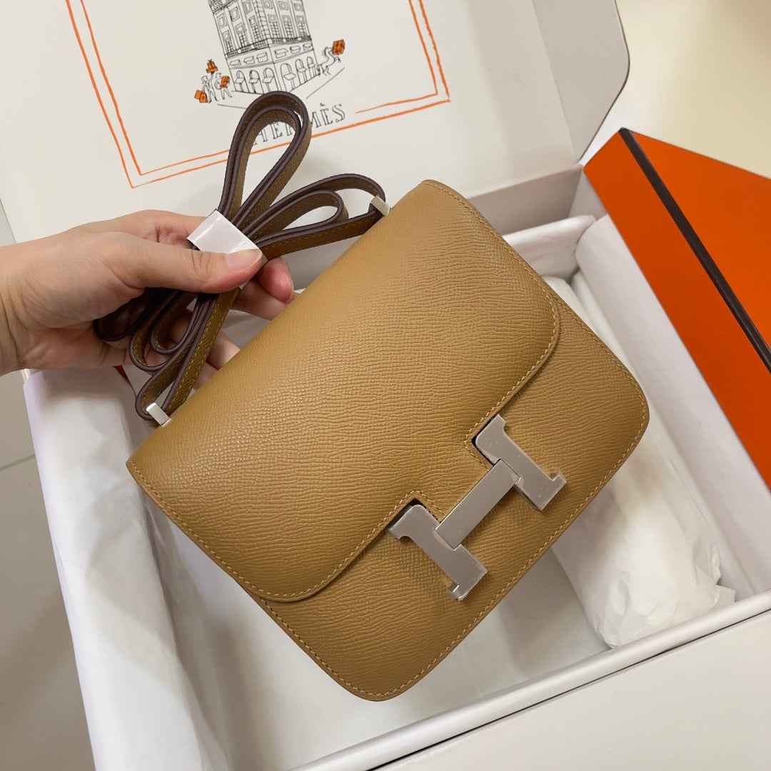 Hermes Constance Bag Epsom Tan Leather Silver H2553