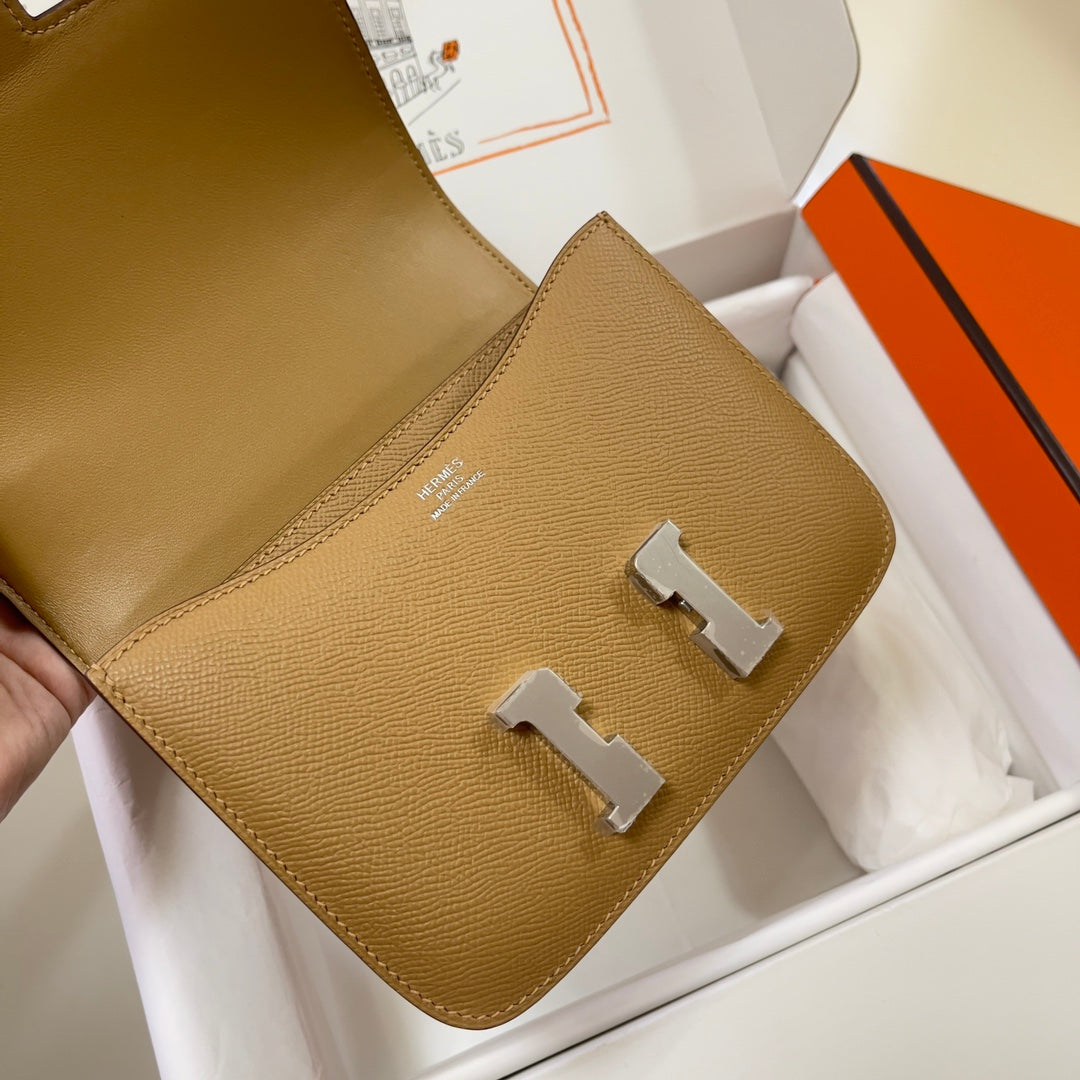 Hermes Constance Bag Epsom Tan Leather Silver H2553