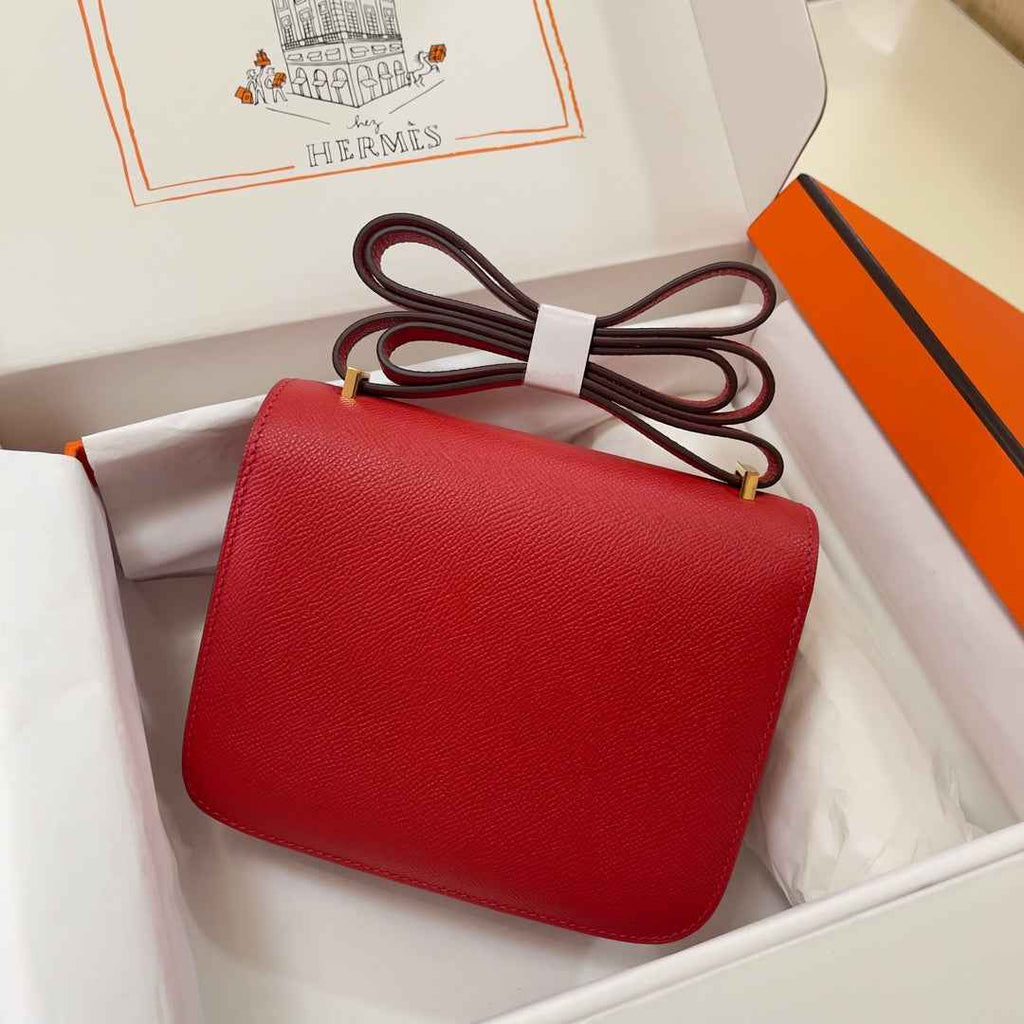 Hermes Constance Bag Red Epsom Leather Gold H2538