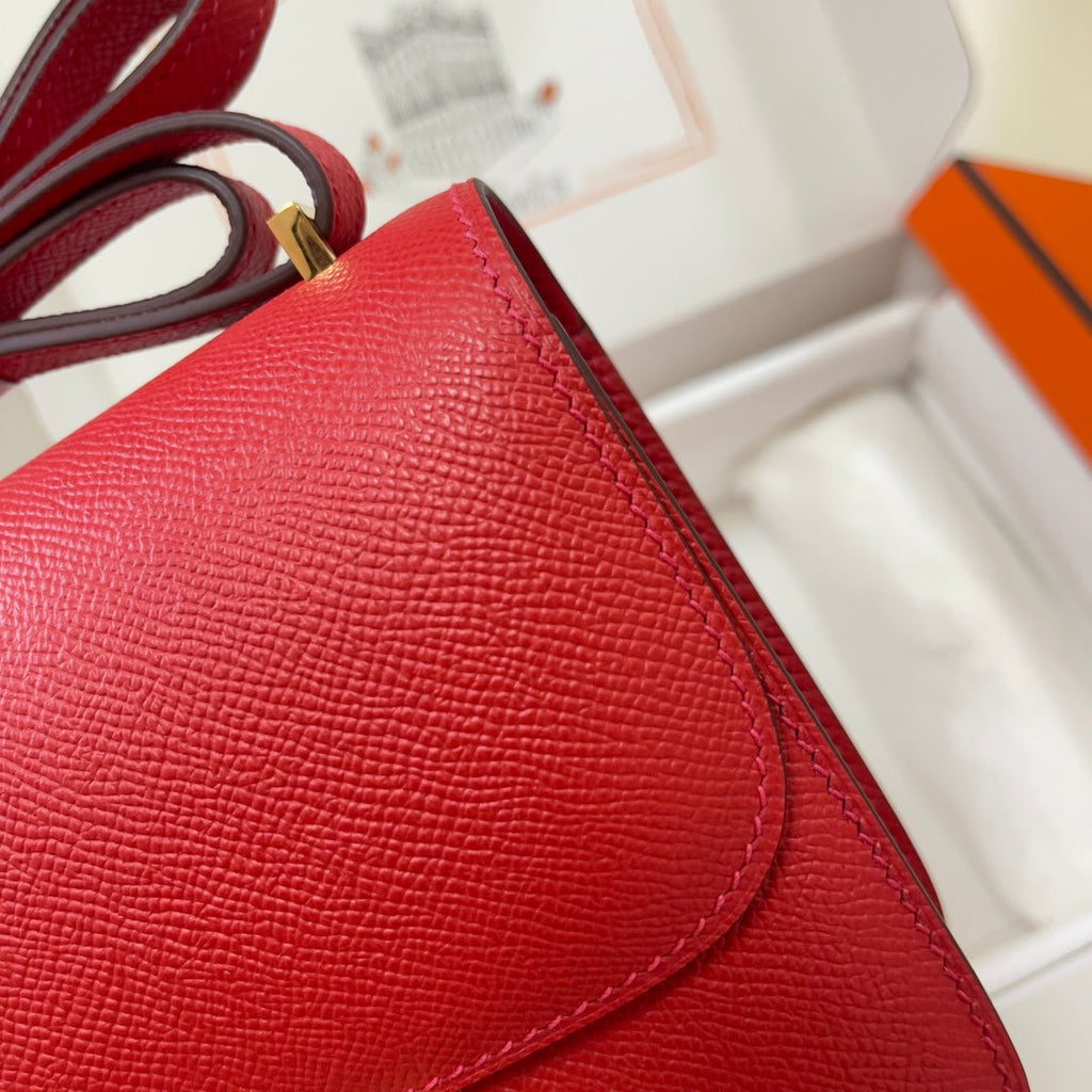 Hermes Constance Bag Red Epsom Leather Gold H2538