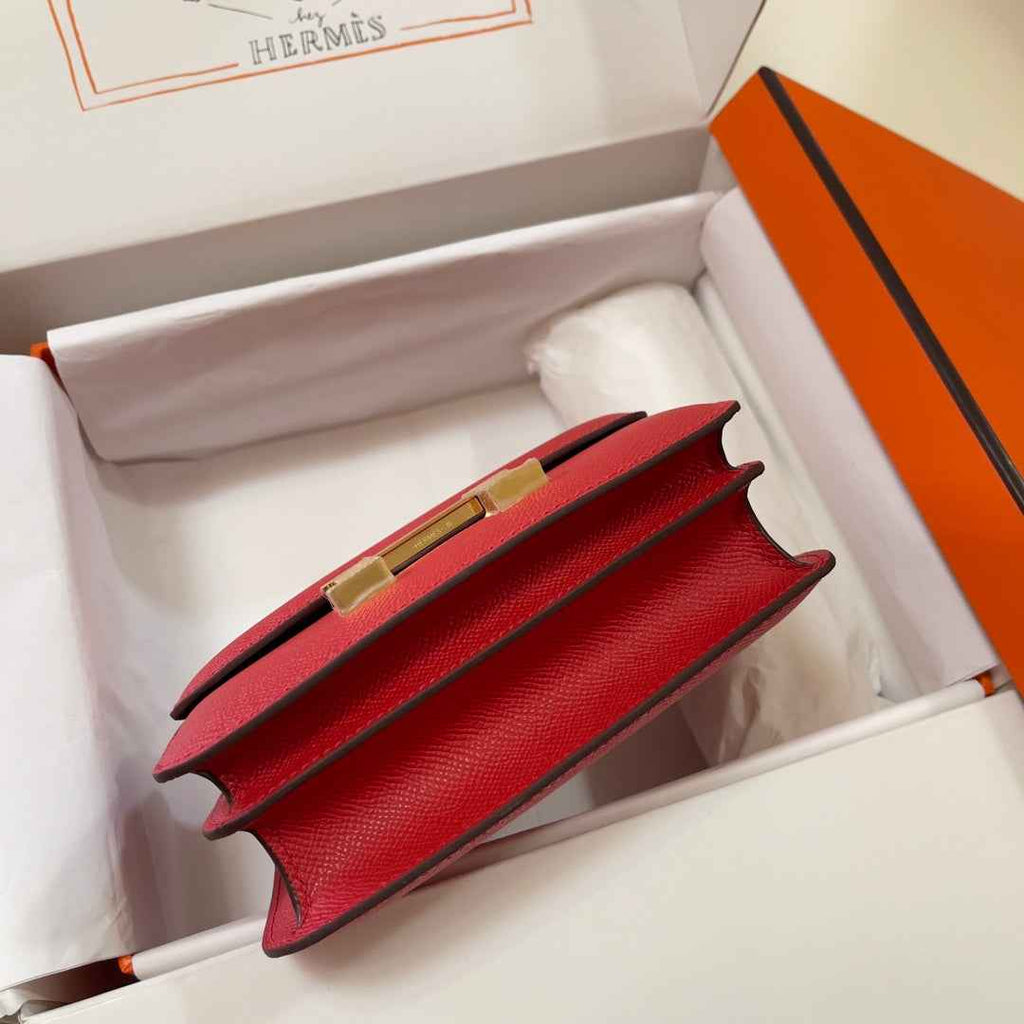 Hermes Constance Bag Red Epsom Leather Gold H2538