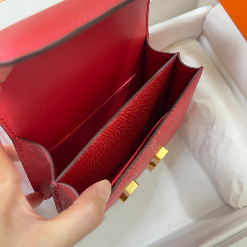 Hermes Constance Bag Red Epsom Leather Gold H2538