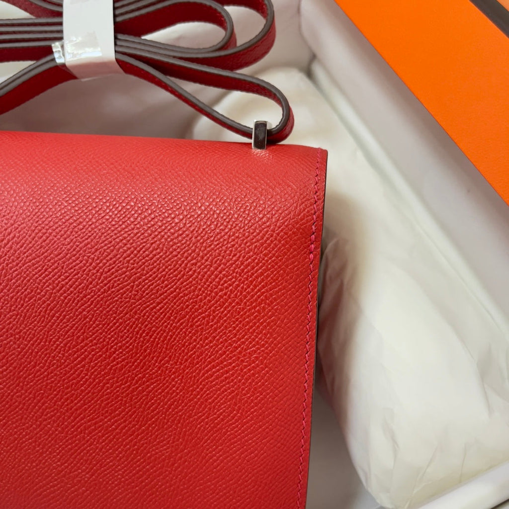 Hermes Constance Bag Red Epsom Leather Silver H2539