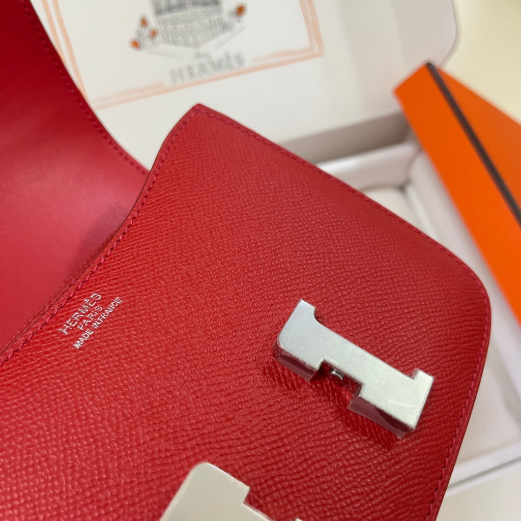 Hermes Constance Bag Red Epsom Leather Silver H2539