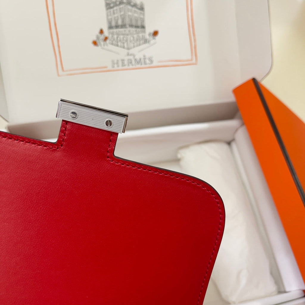 Hermes Constance Bag Red Epsom Leather Silver H2539