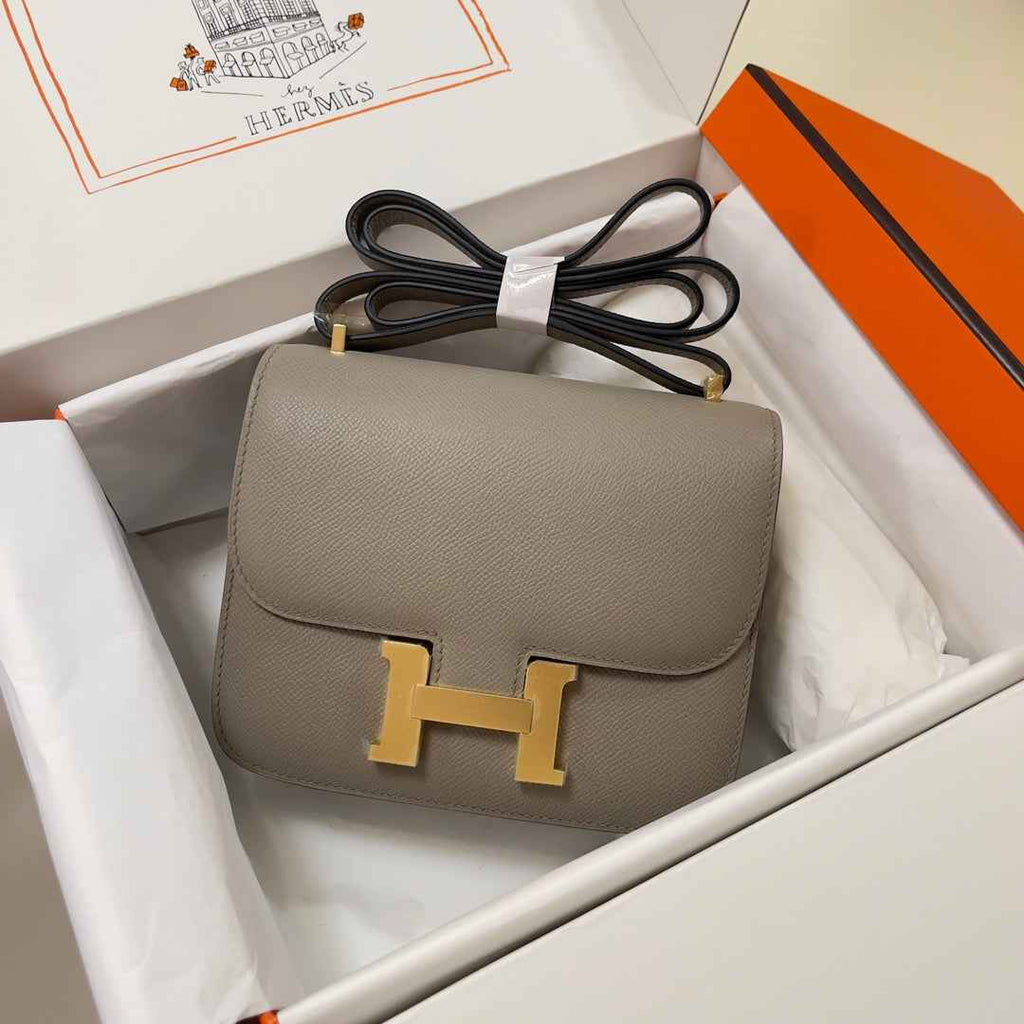 Hermes Constance Bag Epsom Gray Leather Gold H2554