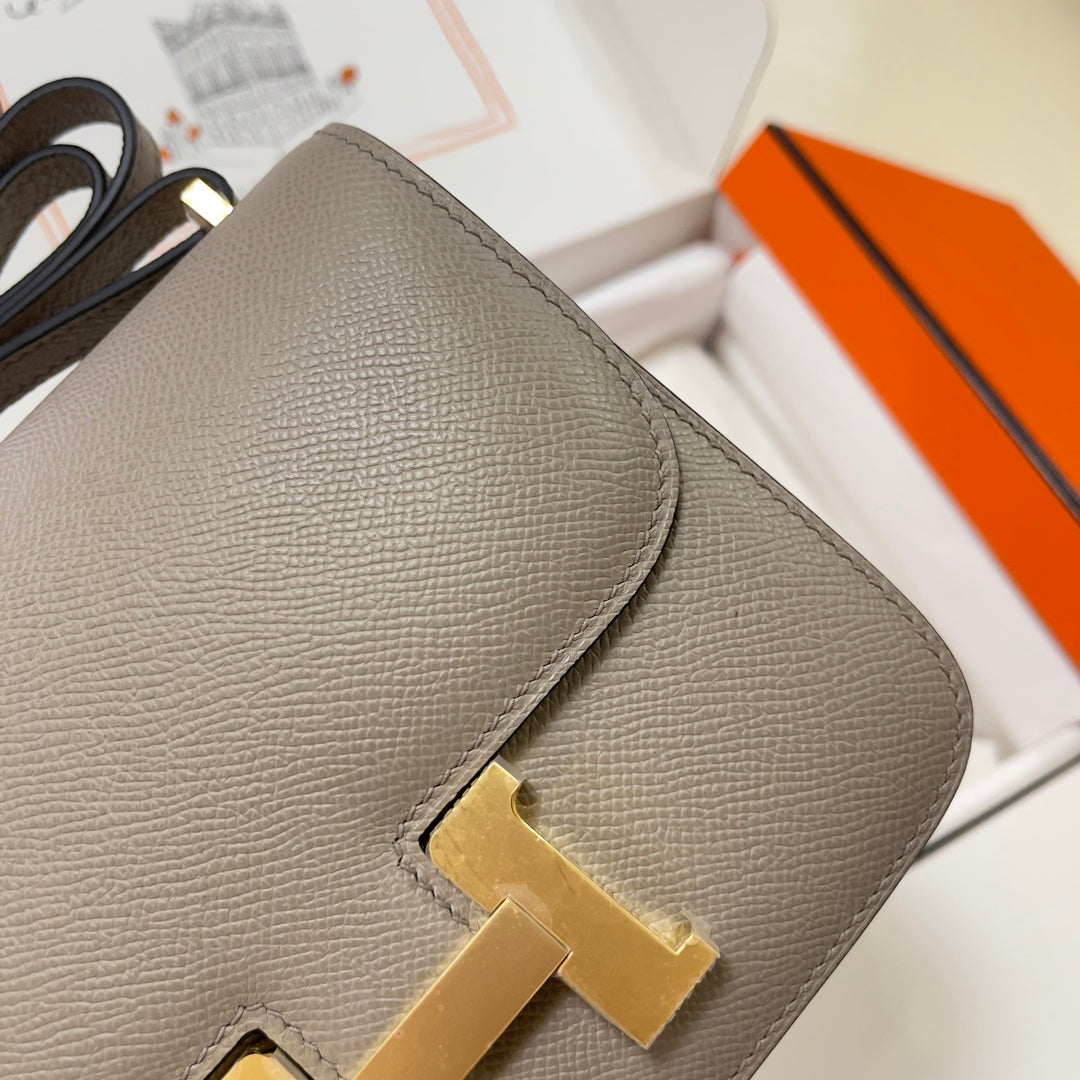 Hermes Constance Bag Epsom Gray Leather Gold H2554