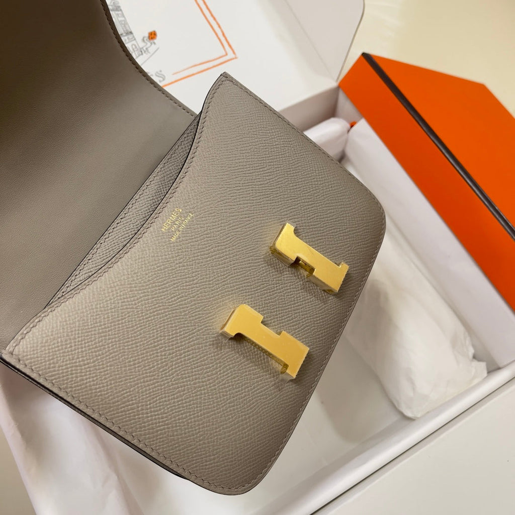 Hermes Constance Bag Epsom Gray Leather Gold H2554