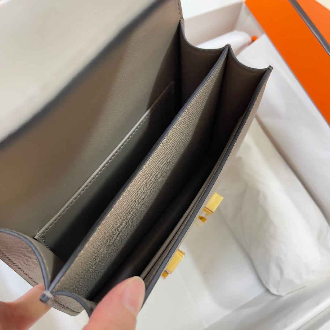 Hermes Constance Bag Epsom Gray Leather Gold H2554