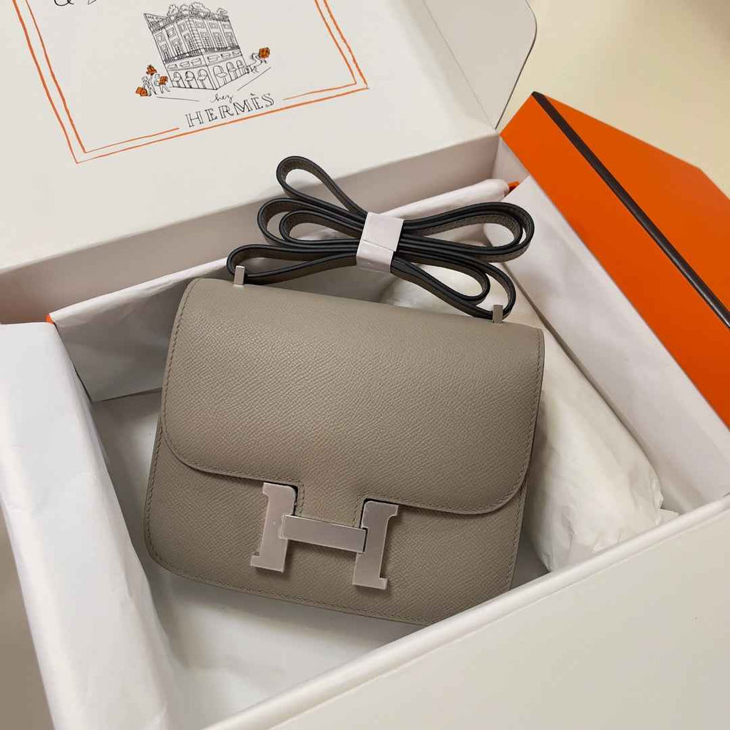 Hermes Constance Bag Epsom Gray Leather Silver H2555