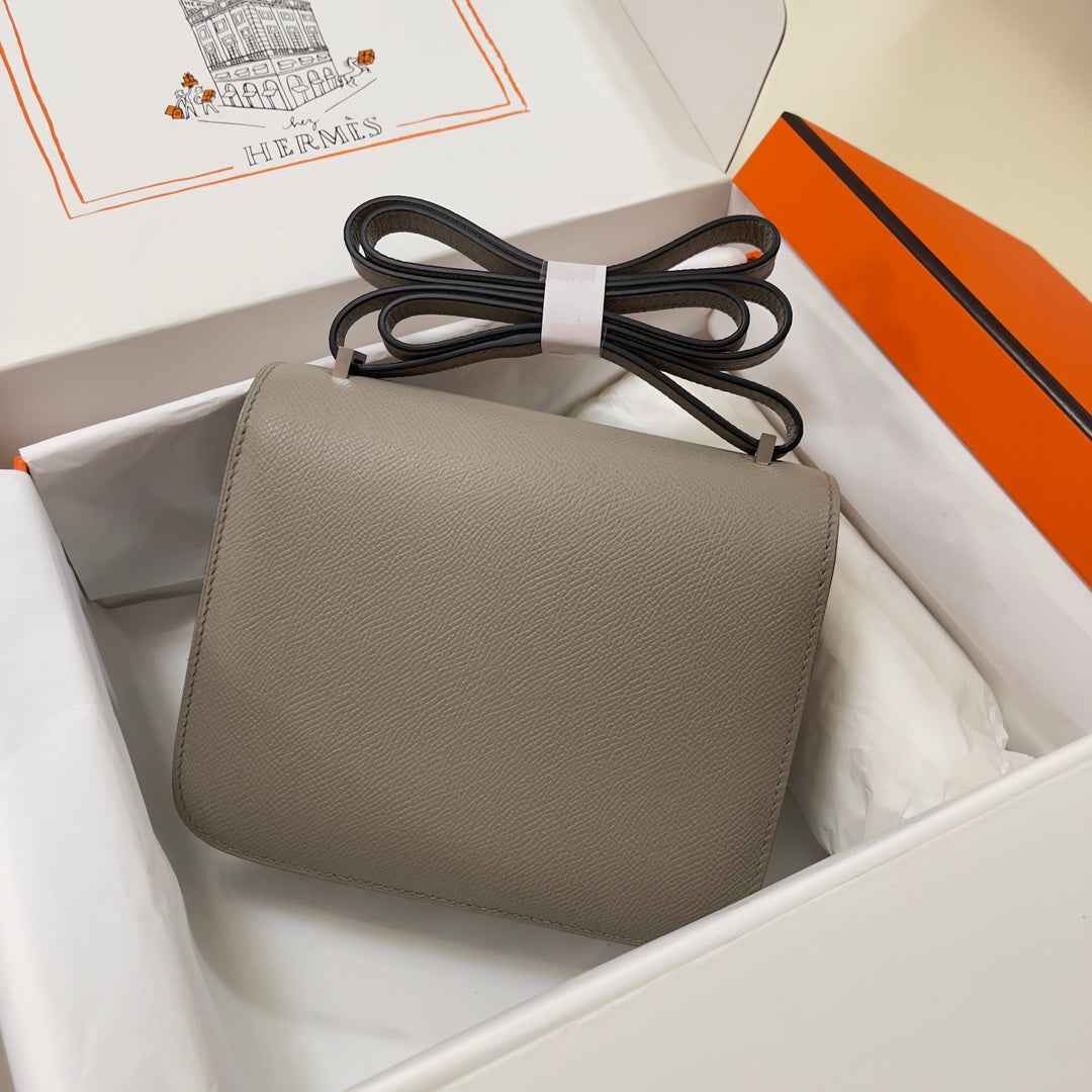 Hermes Constance Bag Epsom Gray Leather Silver H2555
