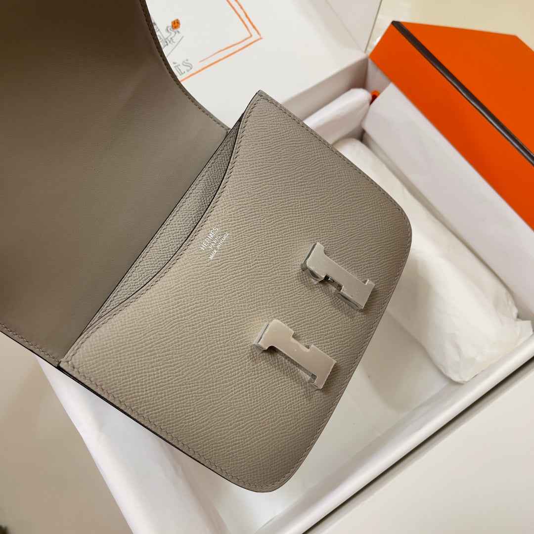 Hermes Constance Bag Epsom Gray Leather Silver H2555