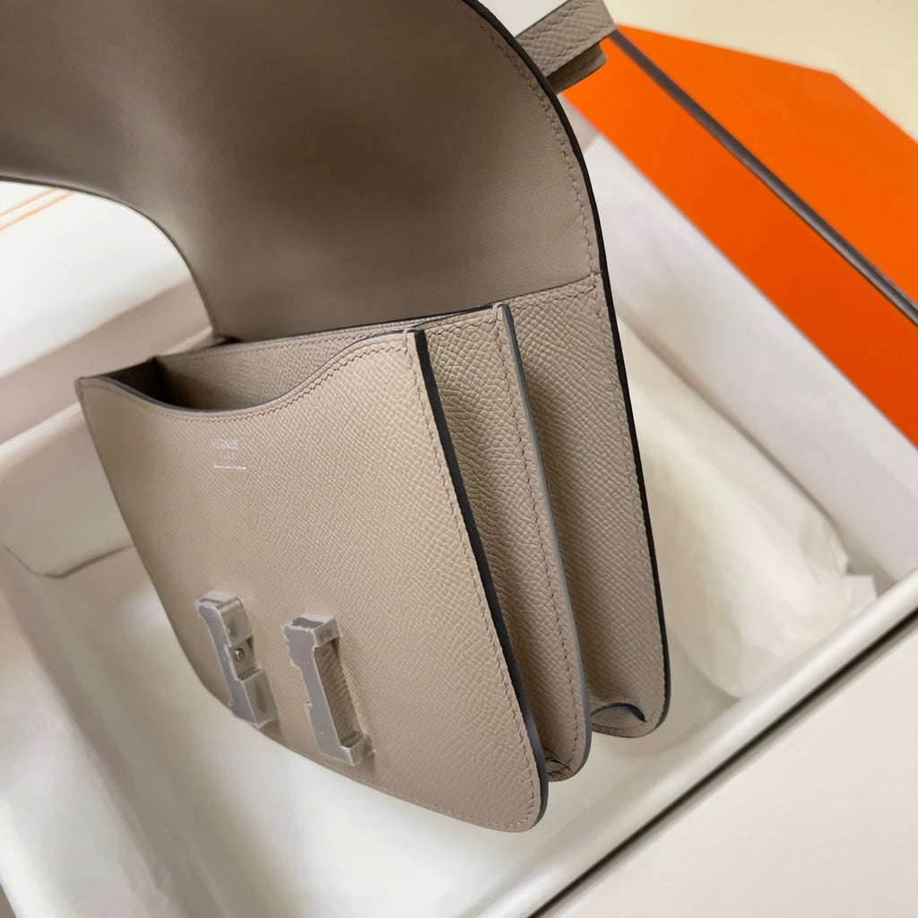 Hermes Constance Bag Epsom Gray Leather Silver H2555