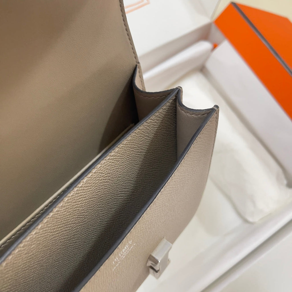 Hermes Constance Bag Epsom Gray Leather Silver H2555