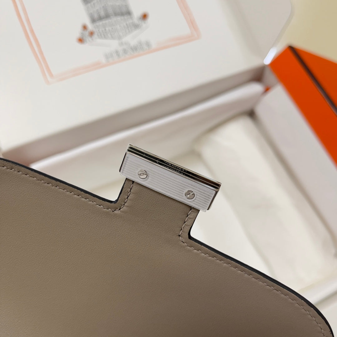 Hermes Constance Bag Epsom Gray Leather Silver H2555