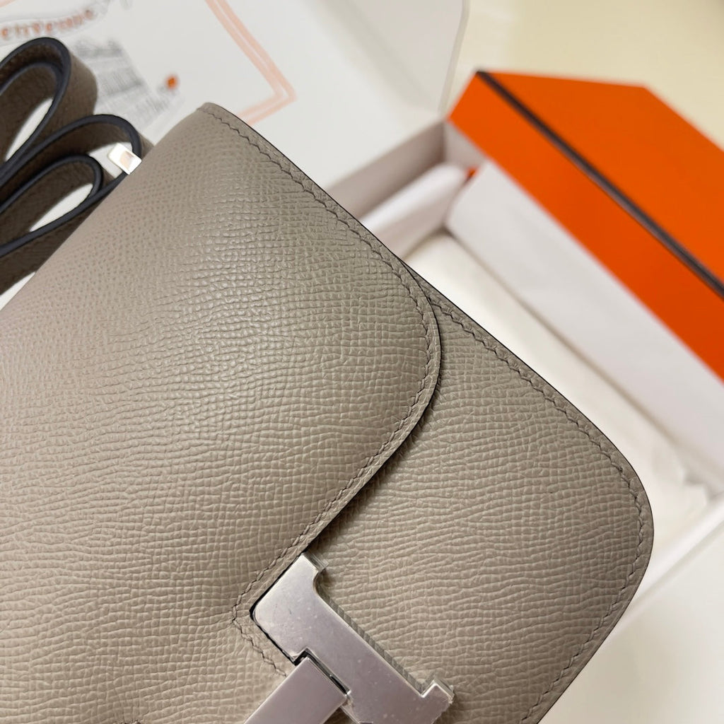 Hermes Constance Bag Epsom Gray Leather Silver H2555
