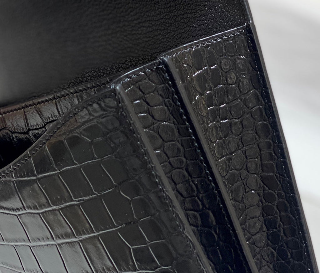 Hermes Constance Bag Black Crocodile Leather Gold H2800