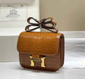 Hermes Constance Bag Brown Crocodile Leather Gold H2801