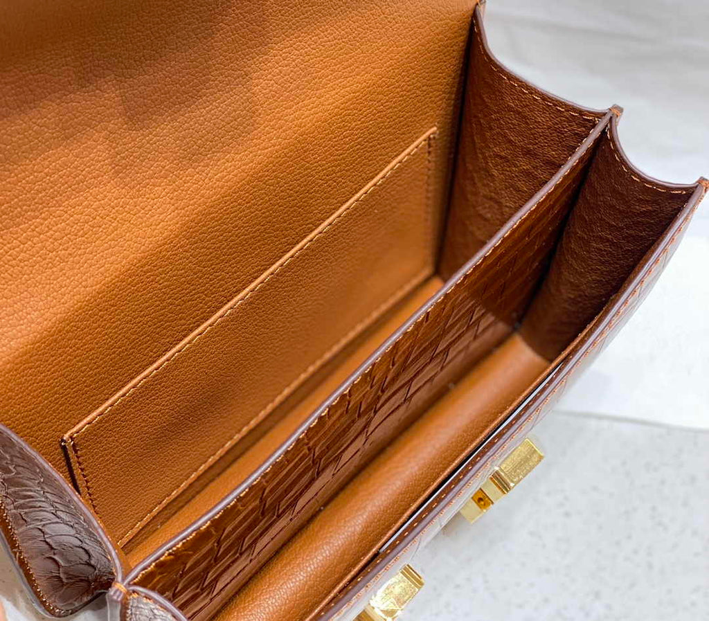 Hermes Constance Bag Brown Crocodile Leather Gold H2801