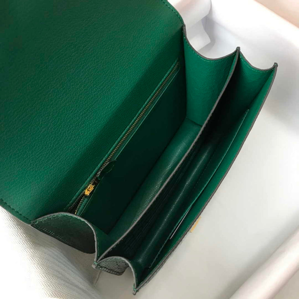 Hermes Constance Bag Green Crocodile Leather Gold H2802