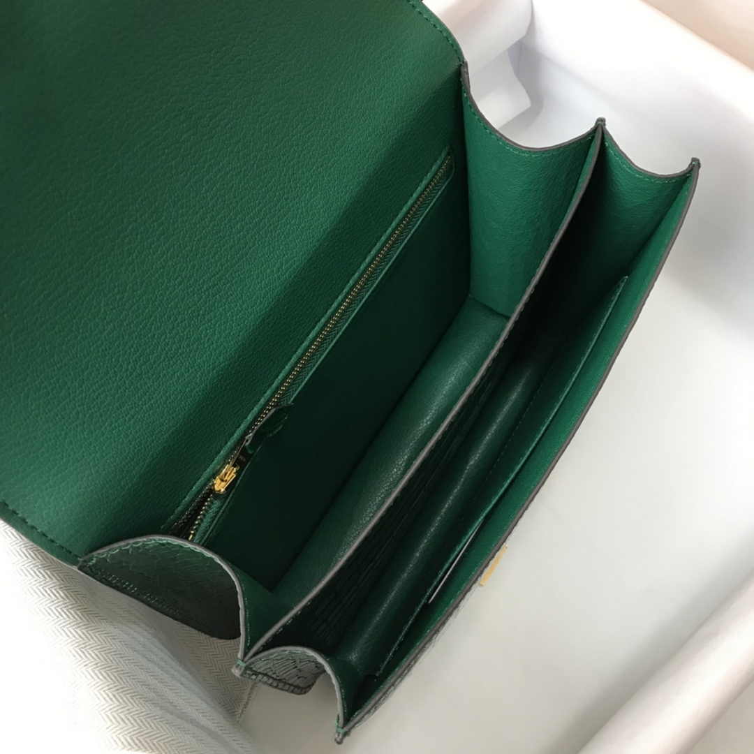 Hermes Constance Bag Green Crocodile Leather Gold H2802
