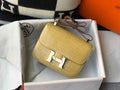 Hermes Constance Bag Apricot Crocodile Leather Gold H2808
