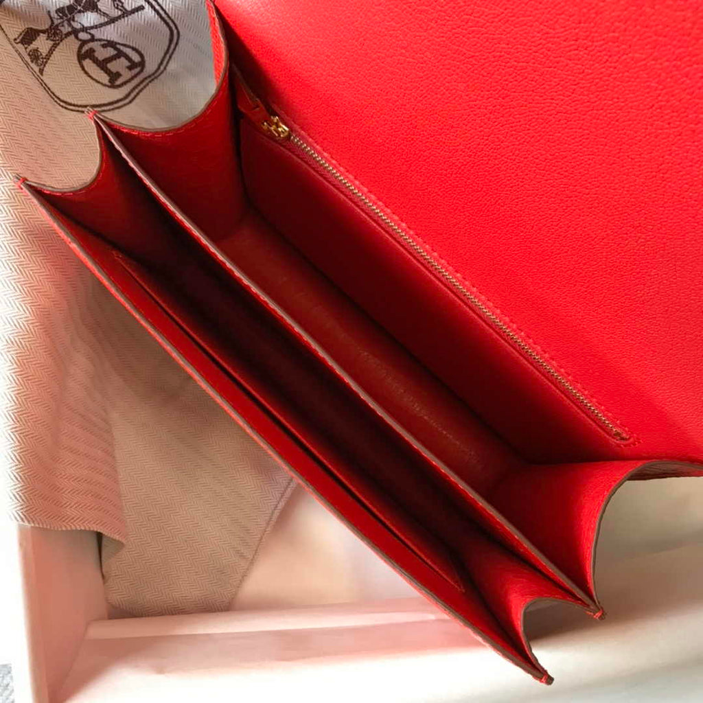Hermes Constance Bag Red Crocodile Leather Gold H2807