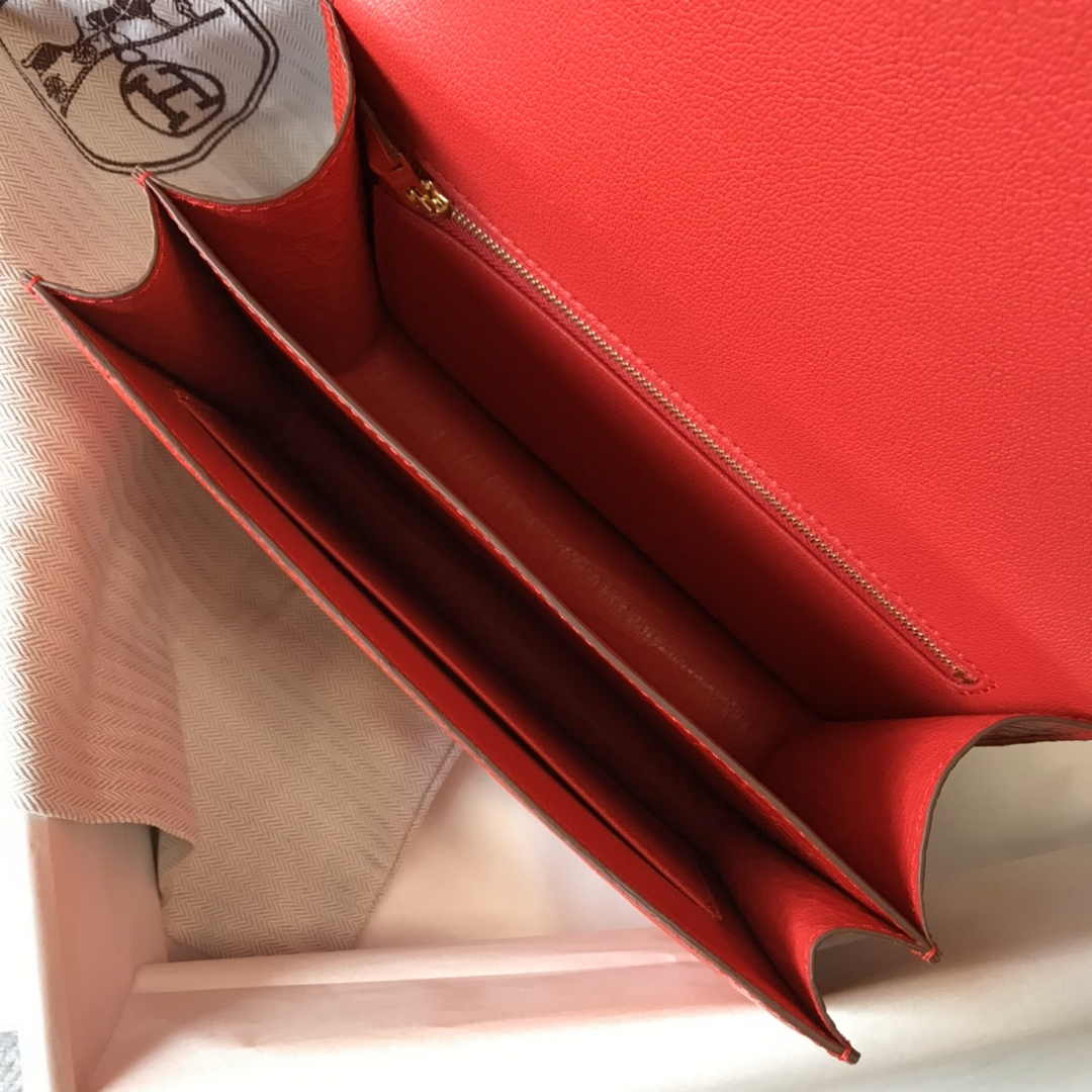 Hermes Constance Bag Red Crocodile Leather Gold H2807