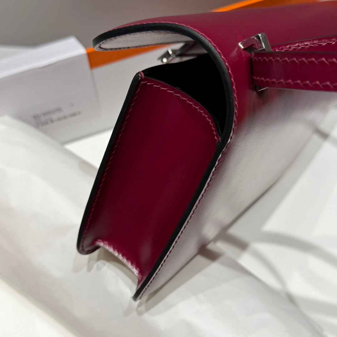 Hermes Constance Box Wine Red Leather Silver hardware H282682