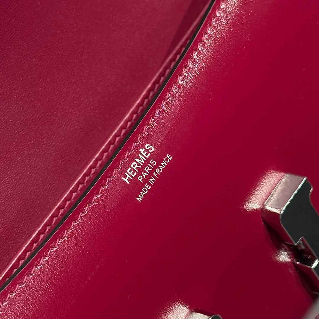 Hermes Constance Box Wine Red Leather Silver hardware H282682