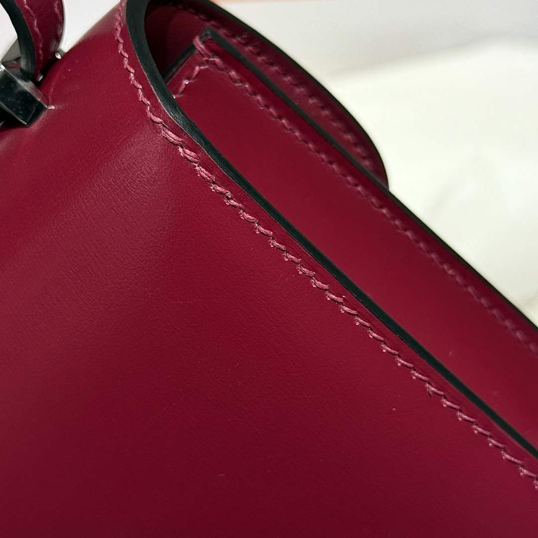 Hermes Constance Box Wine Red Leather Silver hardware H282682