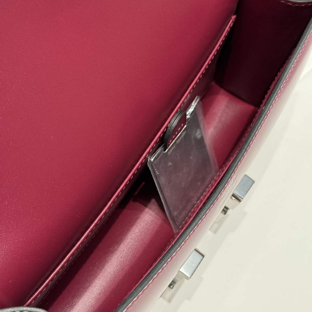 Hermes Constance Box Wine Red Leather Silver hardware H282682