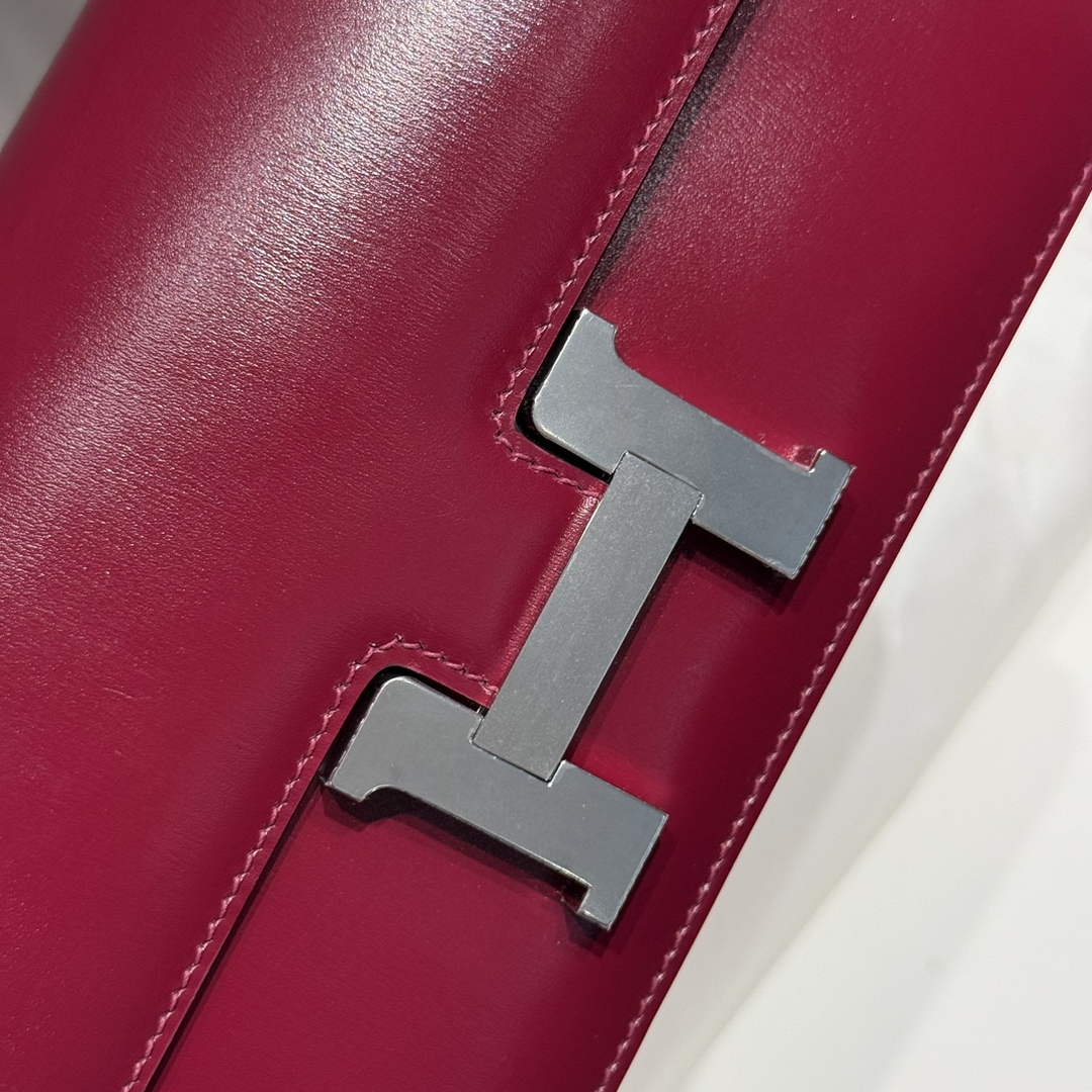 Hermes Constance Box Wine Red Leather Silver hardware H282682