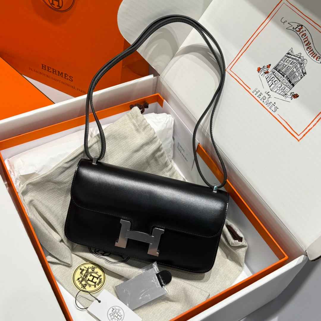Hermes Constance Box Black Leather Silver hardware H282681