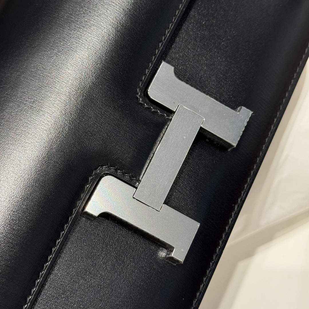 Hermes Constance Box Black Leather Silver hardware H282681