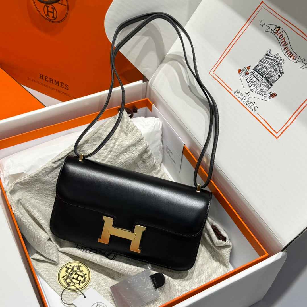 Hermes Constance Box Black Leather Gold hardware H282680