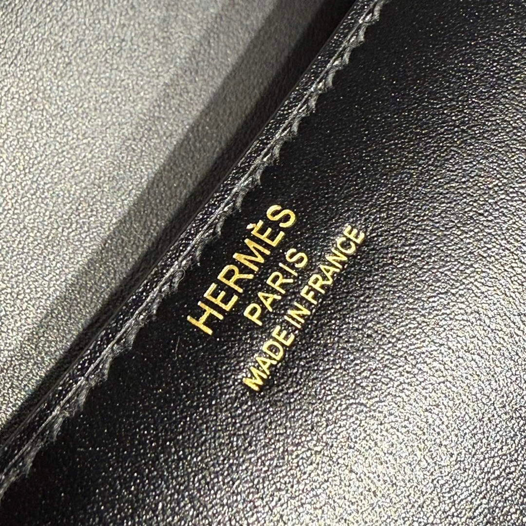 Hermes Constance Box Leather bag 24cm Black Gold H082681