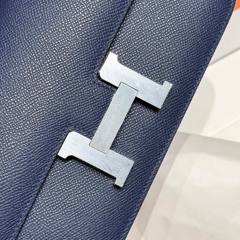 Hermes Constance Box Epsom Leather Navy Blue Silver H082690