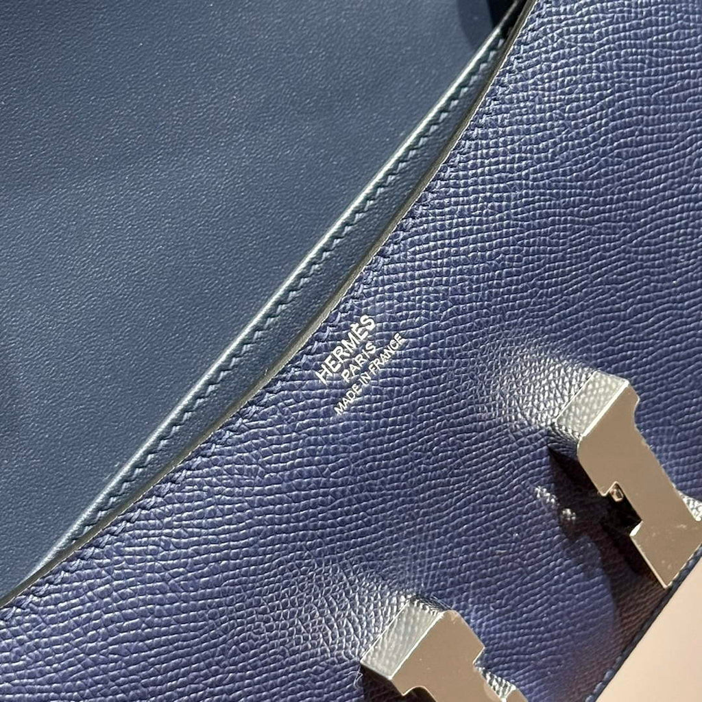 Hermes Constance Box Epsom Leather Navy Blue Silver H082690