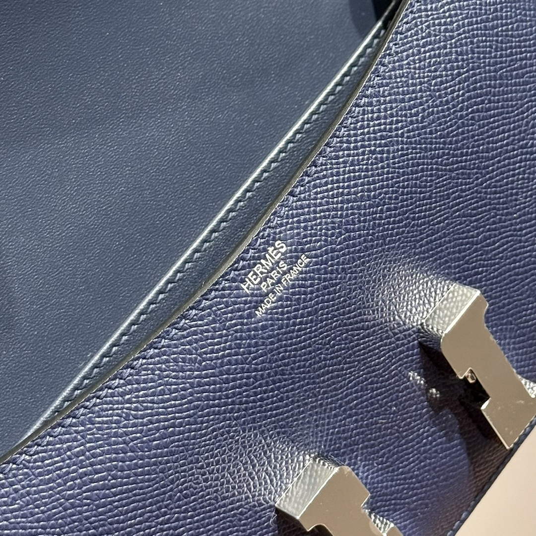 Hermes Constance Box Epsom Leather Navy Blue Silver H082690