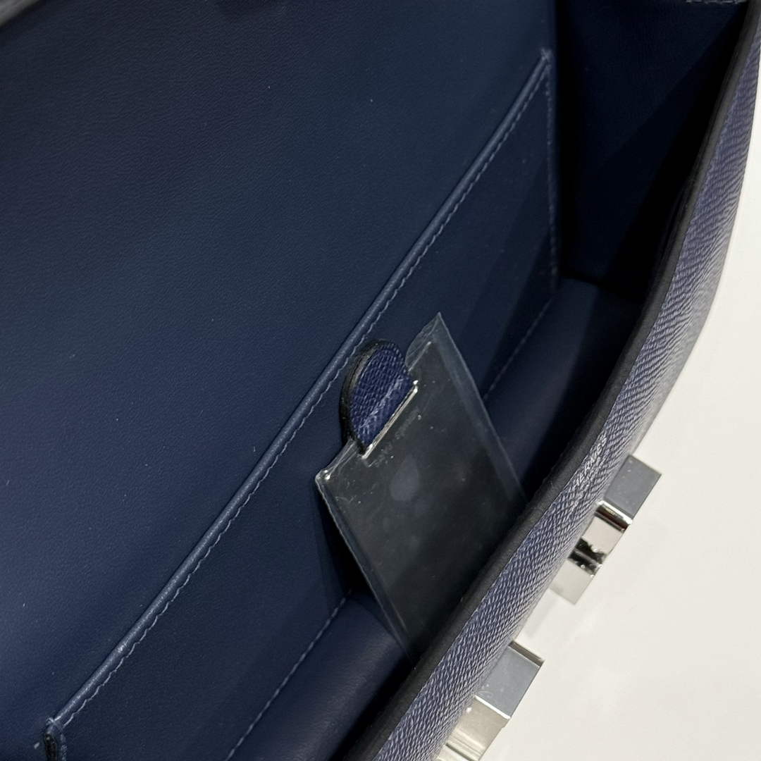 Hermes Constance Box Epsom Leather Navy Blue Silver H082690