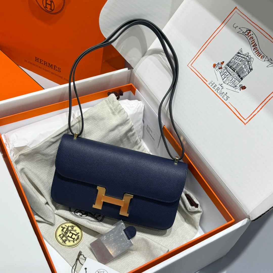 Hermes Constance Box Epsom Leather Navy Blue Gold H082689