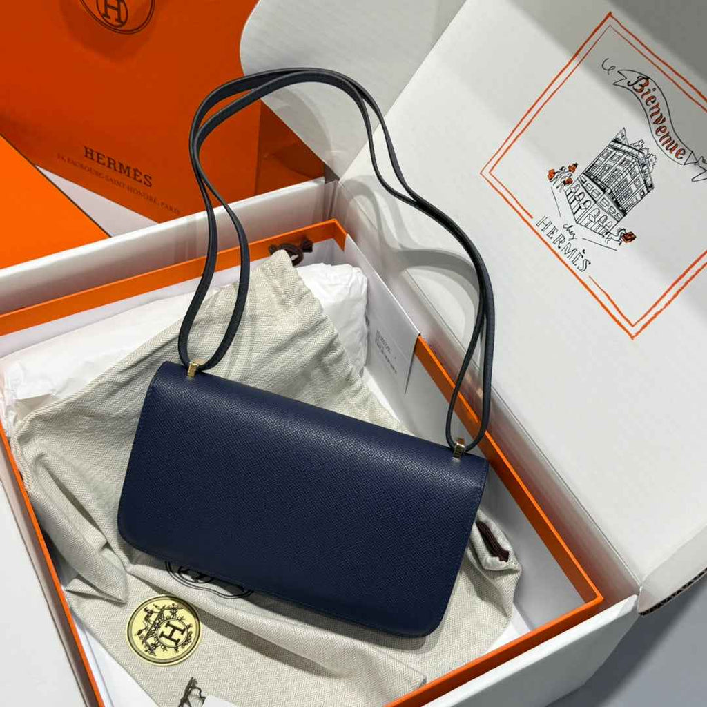 Hermes Constance Box Epsom Leather Navy Blue Gold H082689