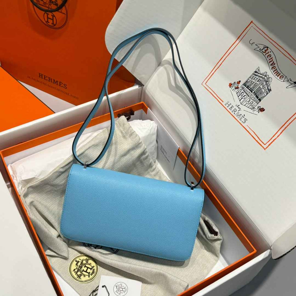Hermes Constance Box Epsom Leather Blue Silver H082691