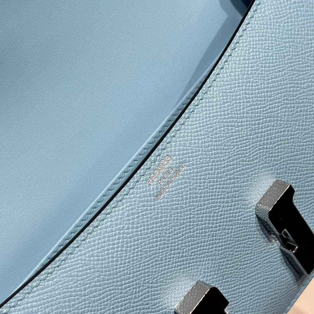 Hermes Constance Box Epsom Leather Blue Silver H082691