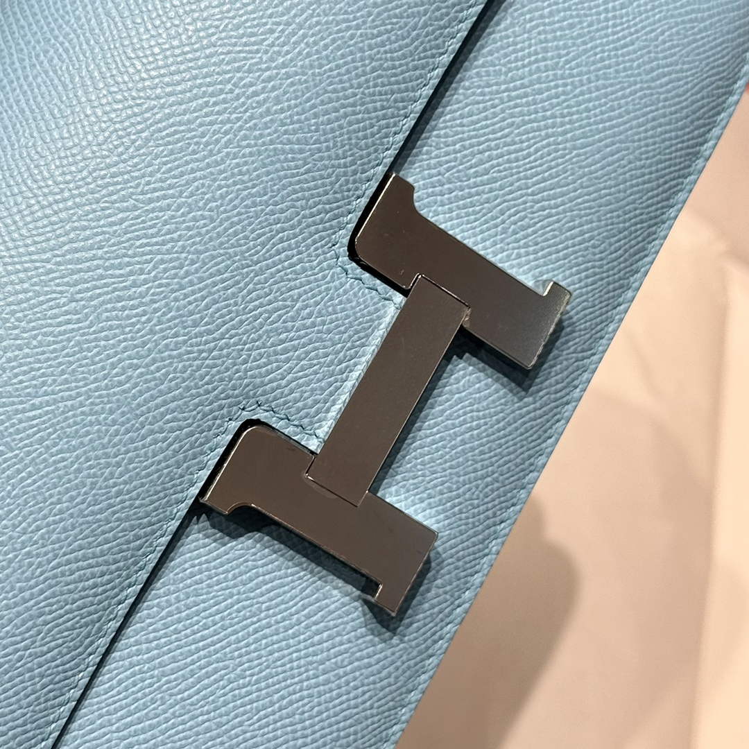 Hermes Constance Box Epsom Leather Blue Silver H082691