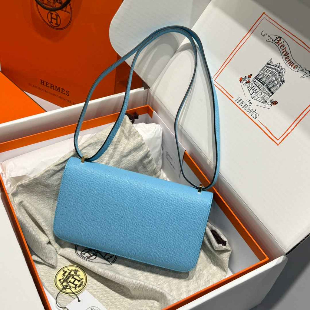 Hermes Constance Box Epsom Leather Blue Gold H082692